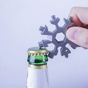 18-in-1 Snowflakes Multi Tool, Stainless Steel Keychain Multitool Portable Snowboarding Screwdriver -Bottle Opener for Christmas Gift for Mens