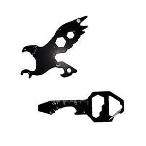 PMR-EXPORTS | Multitool Keychain (Eagle & Key) Two Pack Multitools Eagle Key Good for Adults Teens Men or Woman Multi-tool mechanic Unexpected defense against raiders stealers, Charcoal Gray, 5x5x.25