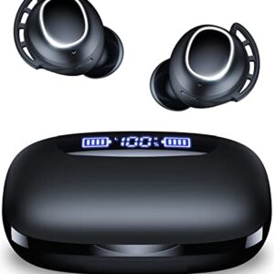 Wireless Earbuds Bluetooth Headphones 120H Playtime IPX7 Waterproof in-Ear Earphones Power Display Ear Buds with Mic and 2600mAh Charging Case for Sports Workout Laptop TV Computer Phone Gaming Black