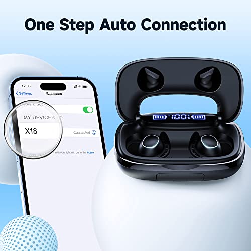 Wireless Earbuds Bluetooth Headphones 120H Playtime IPX7 Waterproof in-Ear Earphones Power Display Ear Buds with Mic and 2600mAh Charging Case for Sports Workout Laptop TV Computer Phone Gaming Black