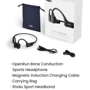 SHOKZ OpenRun (AfterShokz Aeropex) - Open-Ear Bluetooth Bone Conduction Sport Headphones - Sweat Resistant Wireless Earphones for Workouts and Running - Built-in Mic, with Headband