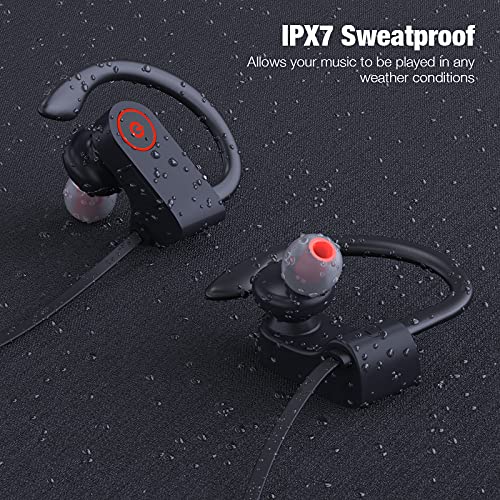 Bluetooth Headphones, Sport Headphones HD Bass+ Sound Wireless Headphones with IPX7 Waterproof Bluetooth V5.3 Running Headphones with 15H Playtime, Sound Isolation Headphones