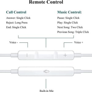 2 Pack Apple Earbuds Headphones Wired with Lightning Connector[Apple MFi Certified] iPhone Earphones Compatible with iPhone 14/13/12/SE/11/XR/XS/X/8/7-All iOS(Built-in Microphone & Volume Control)