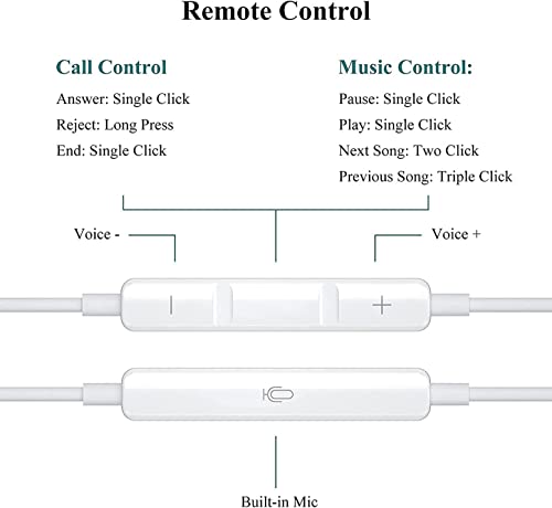 2 Pack Apple Earbuds Headphones Wired with Lightning Connector[Apple MFi Certified] iPhone Earphones Compatible with iPhone 14/13/12/SE/11/XR/XS/X/8/7-All iOS(Built-in Microphone & Volume Control)