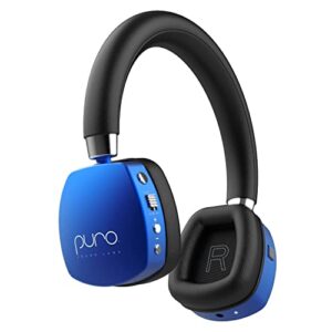 puro sound labs puroquiets volume limited on-ear active noise cancelling bluetooth headphones – lightweight headphones for kids with built-in microphone – safer sound studio-grade quality (dark blue)
