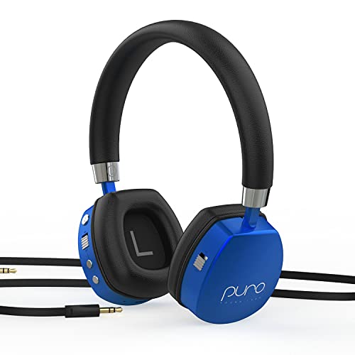 Puro Sound Labs PuroQuiets Volume Limited On-Ear Active Noise Cancelling Bluetooth Headphones – Lightweight Headphones for Kids with Built-in Microphone – Safer Sound Studio-Grade Quality (Dark Blue)