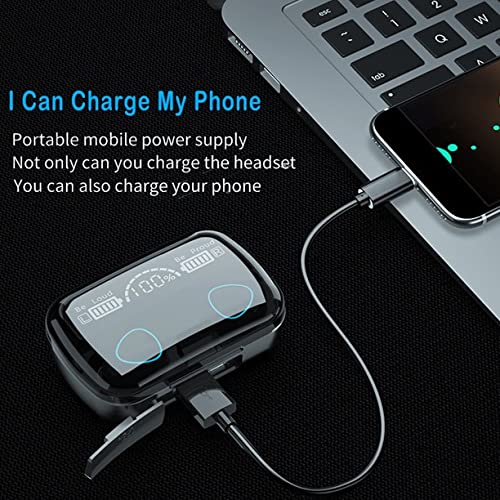 WERDEDE Wireless Earbuds Bluetooth 180 Hours Playtime Built-in Microphone LED Digital Shows Charging Bluetooth Headphones，IPX7 Waterproof Touch Control Stereo Cordless Earphones for iPhone/Android