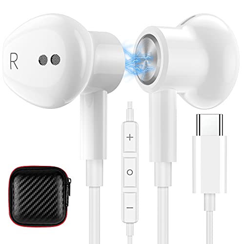 TITACUTE USB C Headphones for Galaxy S20 FE S23 Ultra Noise Cancelling Type C Earphone Magnetic Wired in Ear Headphone with Mic Stereo Earbuds for Samsung S21 S22 A53 Z Flip Pixel 6 7 6a OnePlus 11