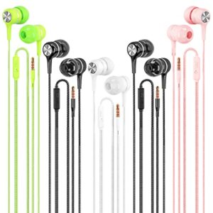 lwzcam wired earbuds with microphone 5 pack, in-ear headphones with heavy bass, high sound quality earphones compatible with ipod, ipad, mp3, android phones, fits all 3.5mm jack