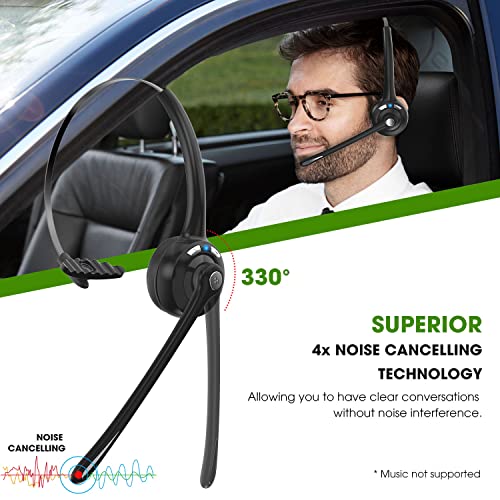 Bluetooth Headset with Microphone,V5.1,Noise Canceling Wireless On Ear Headphones, Bluetooth Headphones with Mic, Phone Headset Mute Button for Laptop, Skype, Call Centers, Office, Trucker