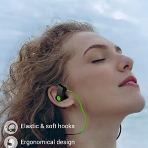 Stiive Bluetooth Headphones, Wireless Sports Earbuds IPX7 Waterproof with Mic, Stereo Sweatproof in-Ear Earphones, Noise Cancelling Headsets for Gym Running Workout, 15 Hours Playtime - GreenBlack