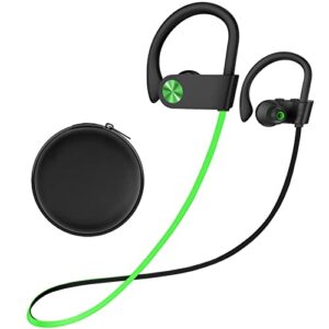 stiive bluetooth headphones, wireless sports earbuds ipx7 waterproof with mic, stereo sweatproof in-ear earphones, noise cancelling headsets for gym running workout, 15 hours playtime – greenblack