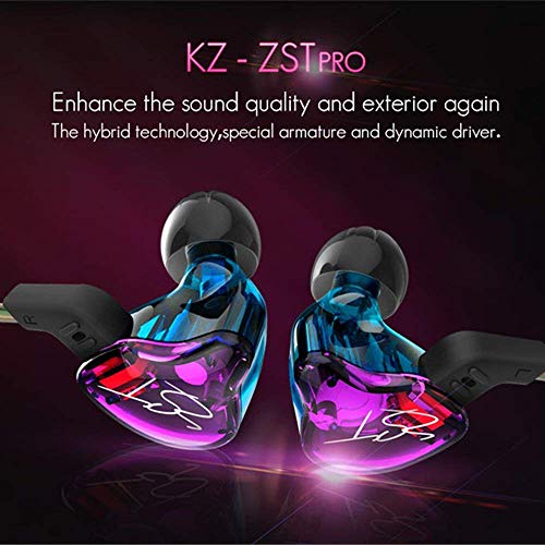 YINYOO Easy KZ ZST Colorful Hybrid Banlance Armature with Dynamic in-Ear Earphone 1BA+1DD HiFi Headset (Colorful ZST Nomic)