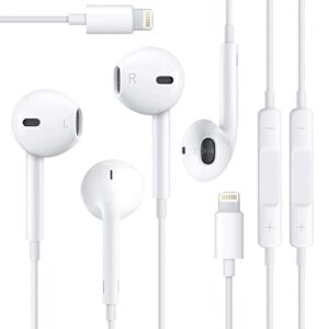 wired headphones earbuds, ear buds with built-in mic and headphone jack cable corded ear phones compatible with iphone 14/13/12 pro/se/11 pro/x/8 plus/7 plus, 2 packs(apple mfi certified)