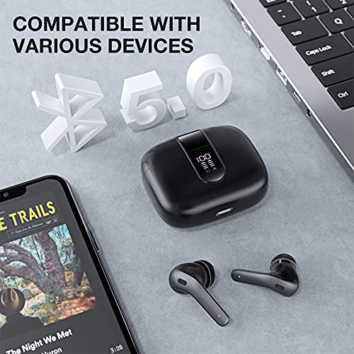 HYIEAR Wireless Earbuds – Bluetooth Headphones with Microphone and Touch Control – Ultra-Light and Ergonomic Wireless Bluetooth Earbuds – 40 Hours Playtime – IPX5 Waterproof Wireless Earphones