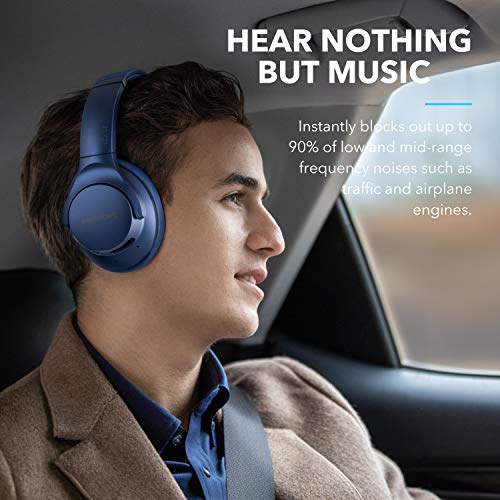 Soundcore Anker Life Q20 Hybrid Active Noise Cancelling Headphones, Wireless Over Ear Bluetooth Headphones, 40H Playtime, Hi-Res Audio, Deep Bass, Memory Foam Ear Cups, for Travel, Home Office