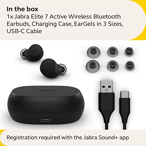 Jabra Elite 7 Active in-Ear Bluetooth Earbuds - True Wireless Sports Ear Buds ShakeGrip for The Ultimate Active fit and Adjustable Active Noise Cancellation - Black