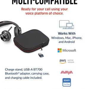 Poly Voyager Focus 2 UC Wireless Headset with Microphone & Charge Stand (Plantronics) - Active Noise Canceling (ANC) - Connect PC/Mac/Mobile via Bluetooth -Works w/Teams, Zoom & More-Amazon Exclusive
