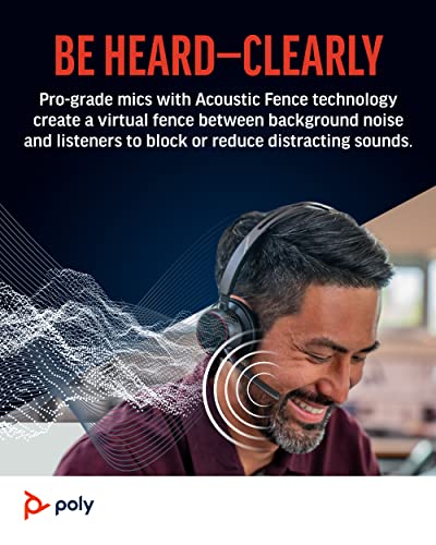 Poly Voyager Focus 2 UC Wireless Headset with Microphone & Charge Stand (Plantronics) - Active Noise Canceling (ANC) - Connect PC/Mac/Mobile via Bluetooth -Works w/Teams, Zoom & More-Amazon Exclusive