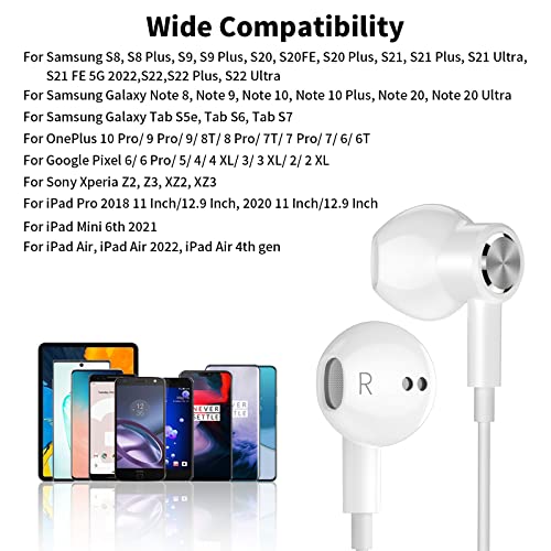 USB C Headphones, Type C Earphones for Samsung S21 S22 S23 Ultra 5G USB C Earbuds Magnetic HiFi Stereo Digital DAC Earphone Mic Wired Headphone for Android Smartphone Galaxy S20 FE Note 20 Pixel 7 Pro