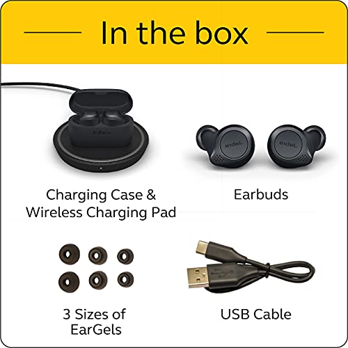 Jabra Elite Active 75t True Wireless Earbuds with Wireless Charging Enabled Case, Gray (Renewed)
