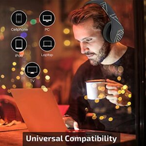 PowerLocus Bluetooth Headphones Over Ear, Wireless Headphones with Microphone, Foldable Headphone, Soft Memory Foam Earmuffs & Lightweight, Micro SD/TF, FM Radio for iPhone/Android/Tablet/PC/TV (Gold)