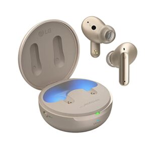 lg tone free true wireless bluetooth fp9e – active noise cancelling earbuds with uvnano charging case, haze gold