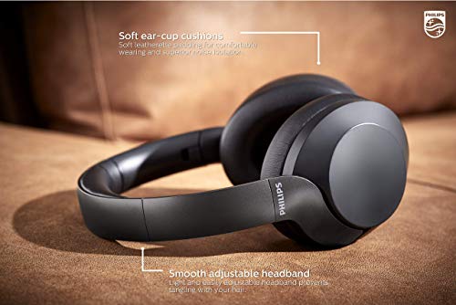 Philips PH805 Active Noise Canceling (ANC) Over Ear Wireless Bluetooth Performance Headphones w/Hi-Res Audio, Comfort Fit and 30 Hours of Playtime (TAPH805BK) (Renewed)