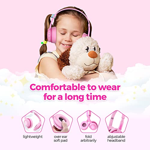 vinamass Kids Bluetooth Headphones, 22H Playtime, Bluetooth 5.0 & Built-in Mic, Noise Cancelling Headphones for Kids, Adjustable Headband, for School Home iPad Tablet Airplane