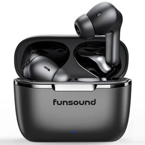 funsound wireless earbuds, bluetooth earbuds noise cancelling with 4 enc microphones, 60 hrs playtime, ipx7 waterproof bluetooth 5.3 in-ear stereo headphones for iphone | android, black