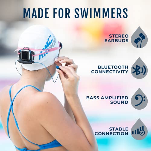 H2O Audio Interval - Swimming Headphones Made for Apple Watch with Bass-Amplified Surge S+ Swimming Earbuds - Bluetooth Swimming Headphones for Underwater Sports - 6-Hour Playtime - Waterproof IPX8