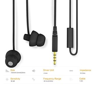 MAXROCK (TM Unique Total Soft Silicon Sleeping Headphones Earplugs Earbuds with Mic for Cellphones,Tablets and 3.5 mm Jack Plug (Black)