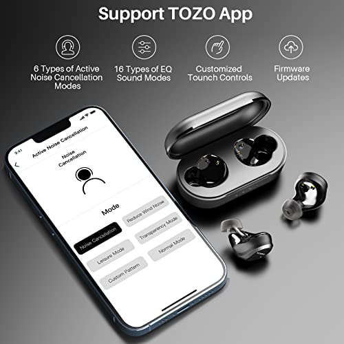 TOZO NC9 Pro 2022 Version Hybrid Active Noise Cancelling Wireless Earbuds IPX6 Waterproof Bluetooth in Ear Headphones Bluetooth 5.2 Stereo Earphones, Immersive Sound Premium Deep Bass Headset