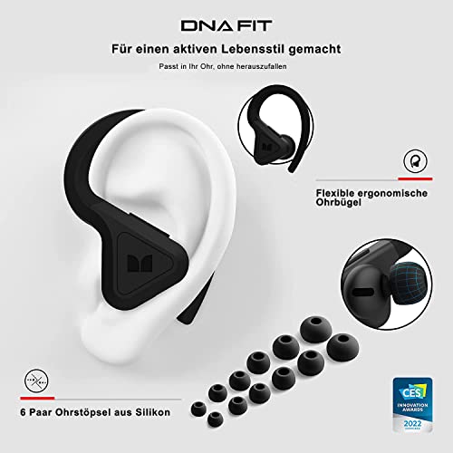 Monster DNA Fit Wireless Bluetooth Earbuds - Noise Cancelling Earbuds with Wireless Charging Case & Built-in Microphone, Water Resistant Bluetooth Headphones & Ear Buds