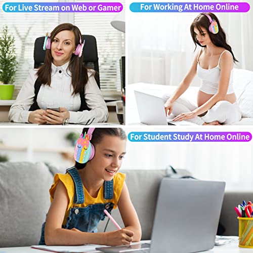 WESADN Bluetooth Headphones Wireless for Girls Women Men Fidget Bubbles Cute Wireless Gaming Headset Over Ear Build in Microphone for Smartphone Tablet PC, Pink
