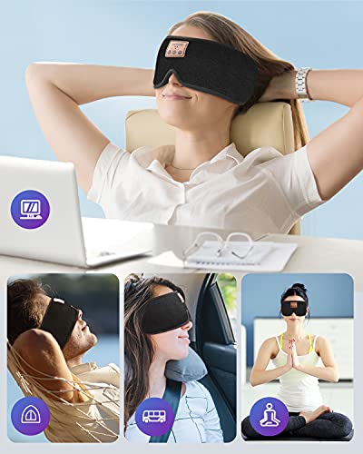 Sleep Headphones,Sleep Mask Bluetooth,Wireless Headphones for Sleeping,3D Light Blocking Music Eye Mask Bindfold Earbuds Cover with Adjustable Strap,Gifts for Men Women Insomnia Travel Nap Office