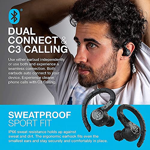 JLab Epic Air Sport ANC True Wireless Bluetooth 5 Earbuds | Headphones for Working Out | IP66 Sweatproof | 15-Hour Battery Life, 55-Hour Charging Case + Cloud Foam Mnemonic Earbud Tips