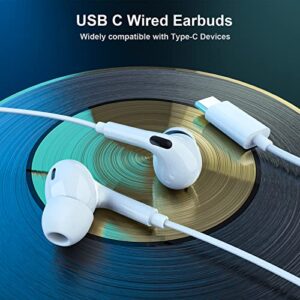 USB C Headphones COOYA Type C Wired Earbuds for Samsung S22 Ultra S23 S21 S20 FE Galaxy Flip 4 DAC HiFi Stereo Headsets with Microphone for Pixel 7 6 Pro in-Ear Earphones for iPad Air 5th OnePlus 9 10