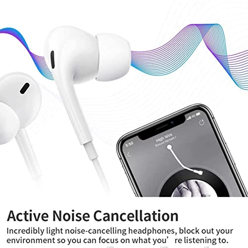 2 Pack iPhone Earbuds [Apple MFi Certified] Wired in-Ear Stereo Noise Canceling Isolating Lightning Headphones with Built-in Microphone&Volume Control Compatible with iPhone 13 12 SE 11 X 8 7-All iOS