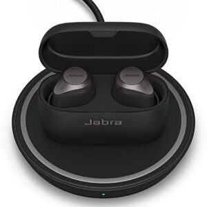 jabra elite 85t true wireless bluetooth earbuds, grey – advanced noise-cancelling earbuds for calls & music with charging case and 2 wireless charging pads