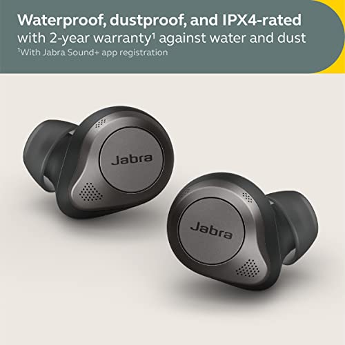 Jabra Elite 85t True Wireless Bluetooth Earbuds, Grey – Advanced Noise-Cancelling Earbuds for Calls & Music with Charging Case and 2 Wireless Charging Pads