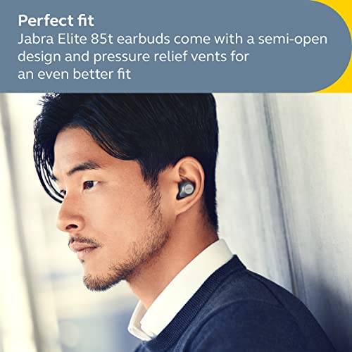 Jabra Elite 85t True Wireless Bluetooth Earbuds, Grey – Advanced Noise-Cancelling Earbuds for Calls & Music with Charging Case and 2 Wireless Charging Pads