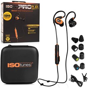 ISOtunes PRO 2.0 Bluetooth Earplug Headphones, 27 dB Noise Reduction Rating, 16+ Hour Battery, IP67 Durability, Noise Cancelling Mic, OSHA Compliant Professional Hearing Protector (Safety Orange)