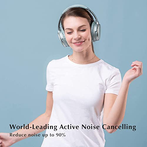 Srhythm NC35 Noise Cancelling Headphones Wireless Bluetooth 5.3, Fast Charge Over-Ear Lightweight Headset with Microphones,Mega Bass 50+ Hours’ Playtime