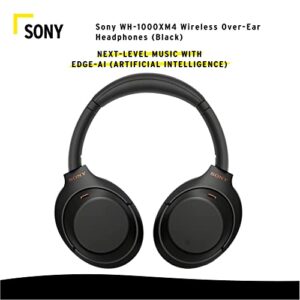 Sony WH-1000XM4 Wireless Bluetooth Noise Canceling Over-Ear Headphones (Black) Bundle with 10000mAh Ultra-Portable LED Display Wireless Quick Charge Battery Bank (2 Items)