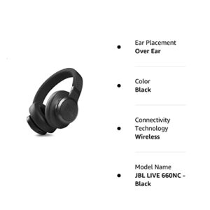 JBL Live 660NC - Wireless Over-Ear Noise Cancelling Headphones with Long Lasting Battery and Voice Assistant - Black (Renewed)