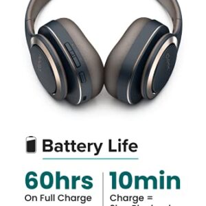 Cleer Audio, Enduro ANC Noise Cancelling Headphones, Long Lasting 60 Hour Battery, Ambient Sound Levels, Bluetooth Headphones, Smart Controls App - Dark Navy