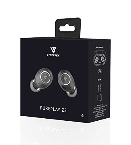 LYPERTEK PurePlay Z3 2.0 - True Wireless Earbuds - 10+70 Hours Play Time, PureControl App, Bluetooth 5.2, Wireless Charging, IPX7 Waterproof, Black