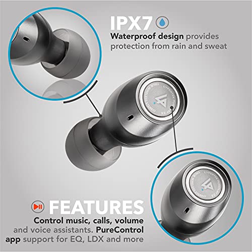 LYPERTEK PurePlay Z3 2.0 - True Wireless Earbuds - 10+70 Hours Play Time, PureControl App, Bluetooth 5.2, Wireless Charging, IPX7 Waterproof, Black