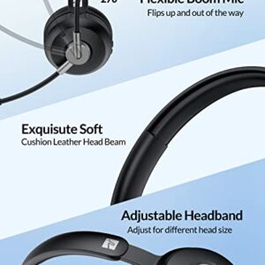 TZS Bluetooth Headphone for Computer, Wireless Headset with Noise Cancelling Mic for PC, 36H Lightweight On Ear Headphone with Mute Button, Suitable for Remote Working/Call Center/Online Class